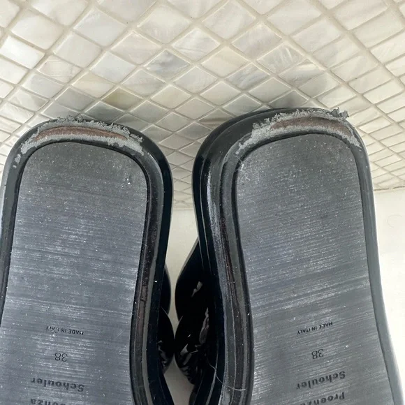 Proenza Schouler Glossy Black Twisted Strap Sandals - Picture 7 of 11